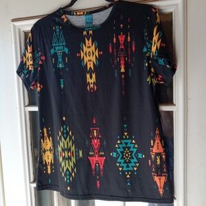 Tribal Print Short Sleeve Tee Women's Size Small